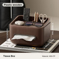 Paper towel holder and storage box-modern farmhouse style rectangular plastic box with paper towel holder Oasis Select Brown