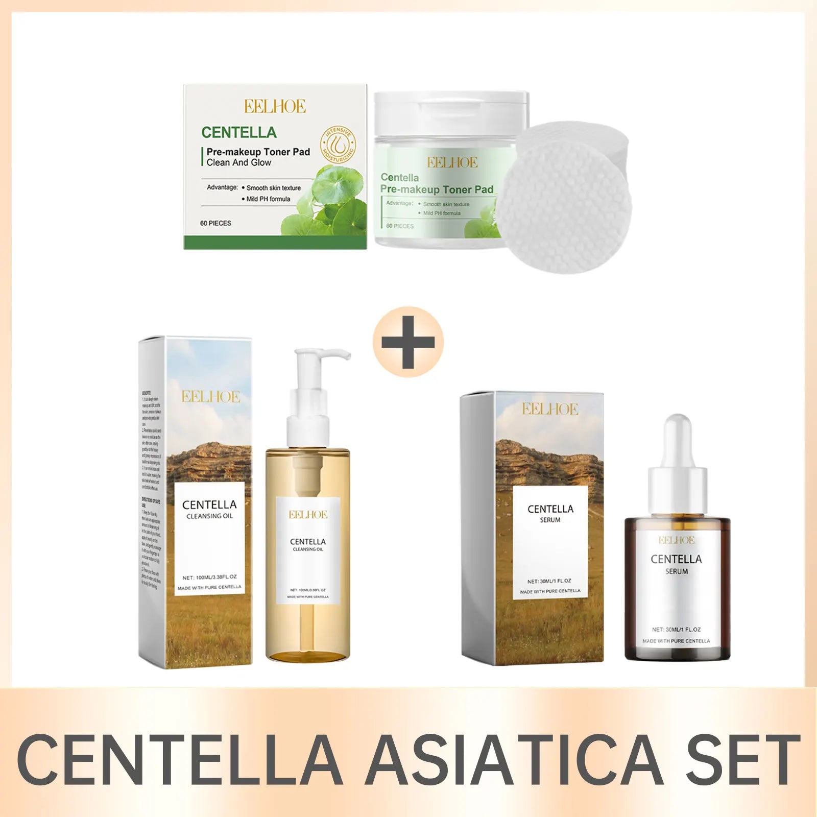 Eelhoe Centella Skincare Set – Toner Pads, Cleansing Oil & Serum Skincare Set Oasis Select Centella Set
