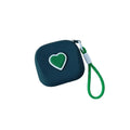 Heart Silicone Coin Purse Organizer Pouch with Woven Lanyard