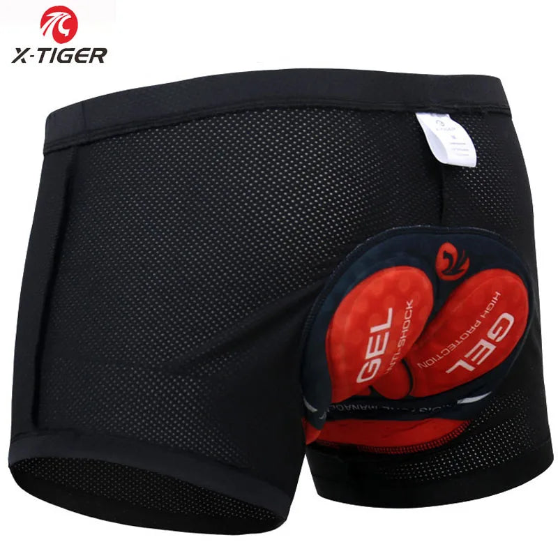 X-Tiger Men's 5D Gel Pad Cycling Shorts – Breathable, Quick Dry