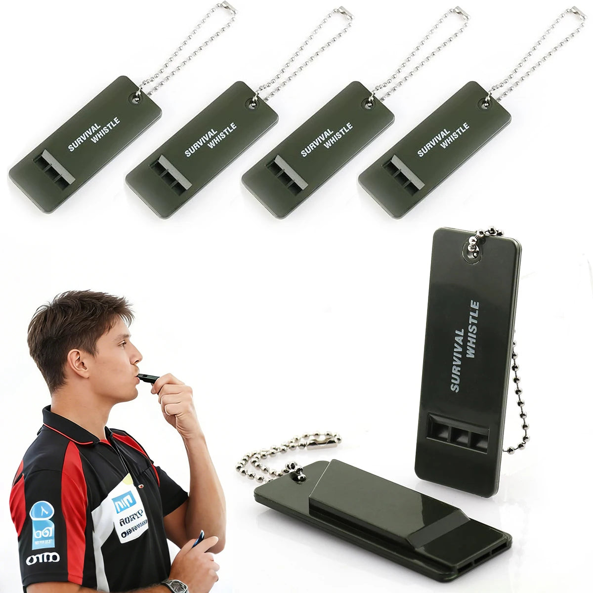 1/3/6PCS Loud Emergency Whistle Plastic Survival Whistle for Hiking Self Defense Flat Keychain Safety Alert Rescue Gear Oasis Select