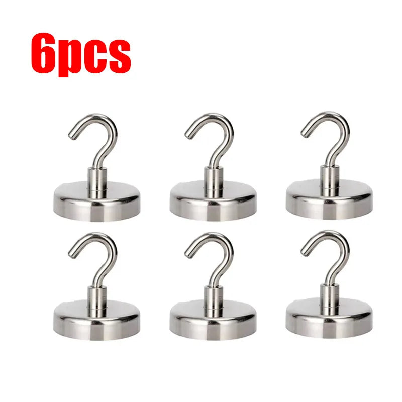 1/2/3/4/5/6Pcs Pcs Super Strong Powerful Magnetic Hooks Ring Metal Magnet With Curved Hook Hanger For Hanging,Fridge,Wall,Key Oasis Select 6pcs 16mm