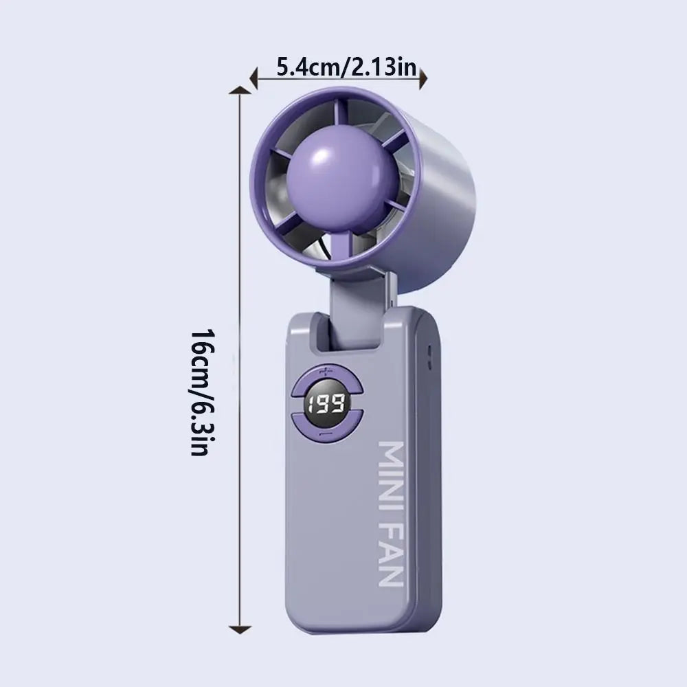 Mini 199 Gears Foldable Handheld Fan High-Speed Portable Turbo Fan Digital Display Adjustable Speed Cooling Fan Camping Oasis Select