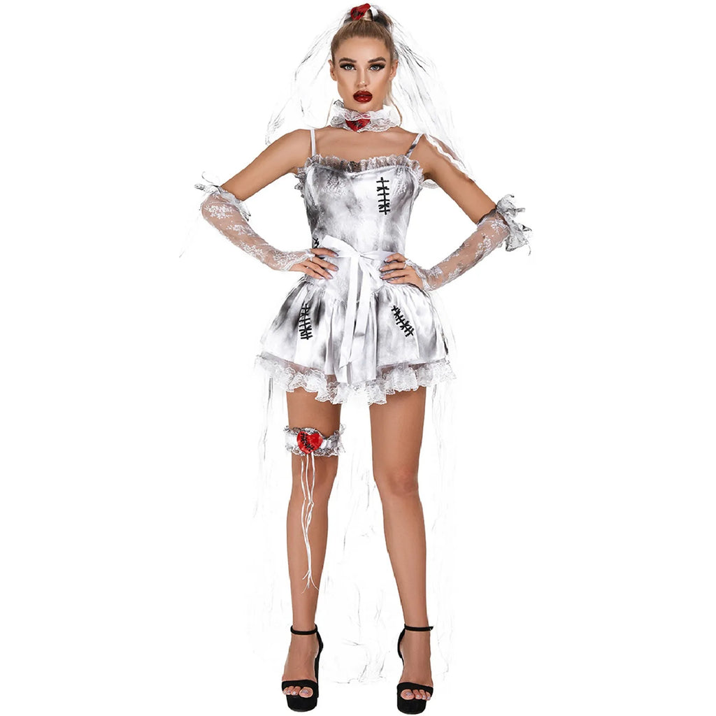 Halloween Ghost Bride Zombie Costume – Vampire Cosplay Dress Set Halloween Costume Set Oasis Select