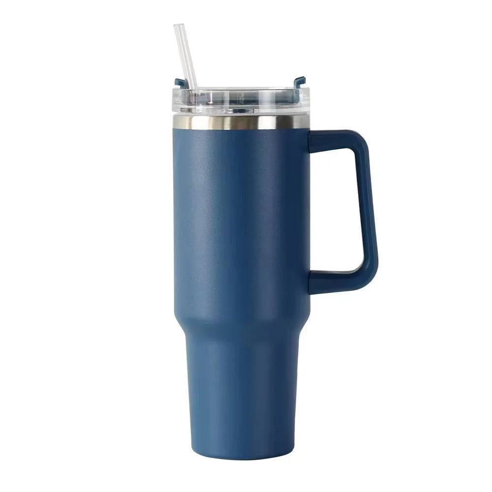 40oz Tumbler Vacuum Insulated Thermos Custom Travel Cup Stainless Steel Water Bottle Coffee Mugs With Handle Outdoor Drinkware Oasis Select DEEP BLUE 1-1.5L