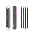 4PCS Blackhead Remover Tool Set Curved Tweezers Acne Needle Pimple Popper Stainless Steel Blackhead Cleaner For Nose Face Skin Oasis Select B
