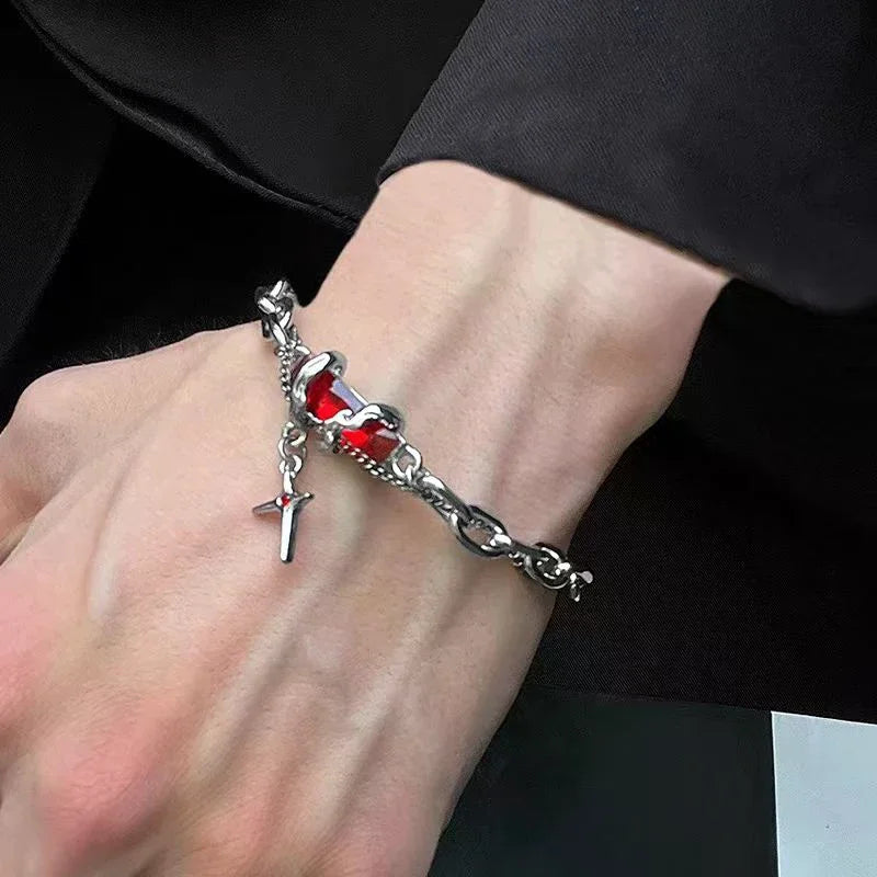 Retro Black Zircon Star Bracelet For Women Men Gifts Trend Metal Chain Unisex Goth Jewelry New Couple Accessories Oasis Select