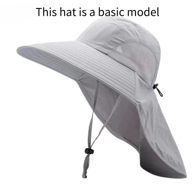 Wide Brim Full Face Cover Bucket Hat for Women Summer Beach Sun Hat with UV Protection Visor Flap Fisherman Cap Outdoor Sports Oasis Select Grey M 56-58cm