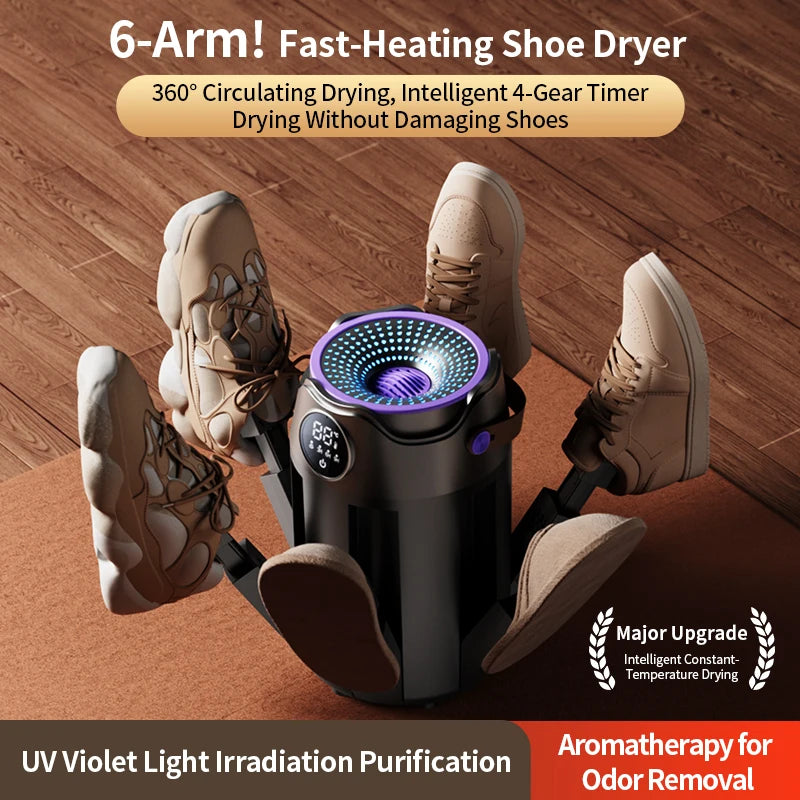 Intelligent Timer Shoe Dryer Household Portable Folding Six Arms Shoe Dryer Quick Drying Deodorizing Sterilizing Shoe Dryer Oasis Select