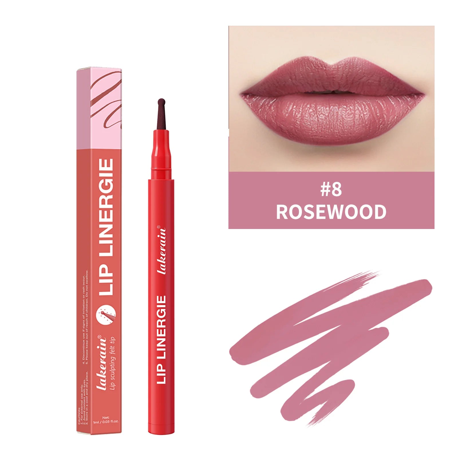 Waterproof Lip Liner Stain Lip Lingerie Long Lasting 8 Colors Transfer Proof Smudge Resistant Color No Bleed Formula Cosmetics Oasis Select 08 ROSEWOOD