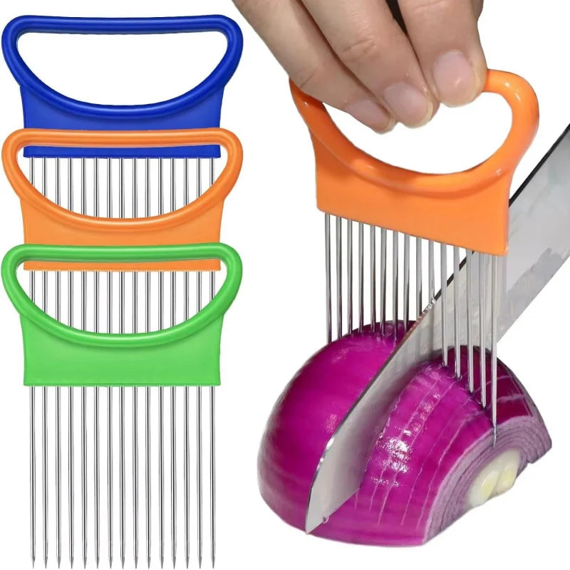 1/2/3/4pcs Effortlessly Slice Onions with this 1pc Colorful Onion Slicer Kitchen stainless steel potato chip onion holder Oasis Select