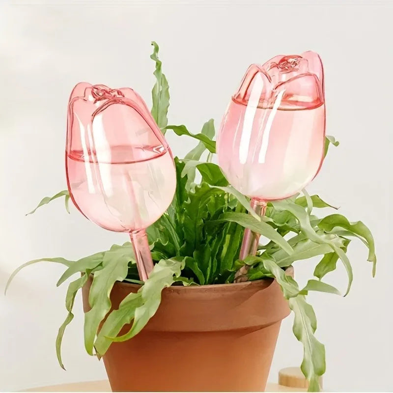 Pink tulip plant watering balls, suitable for indoor and outdoor plants, automatic plant drippers, and automatic watering Oasis Select 2pcs