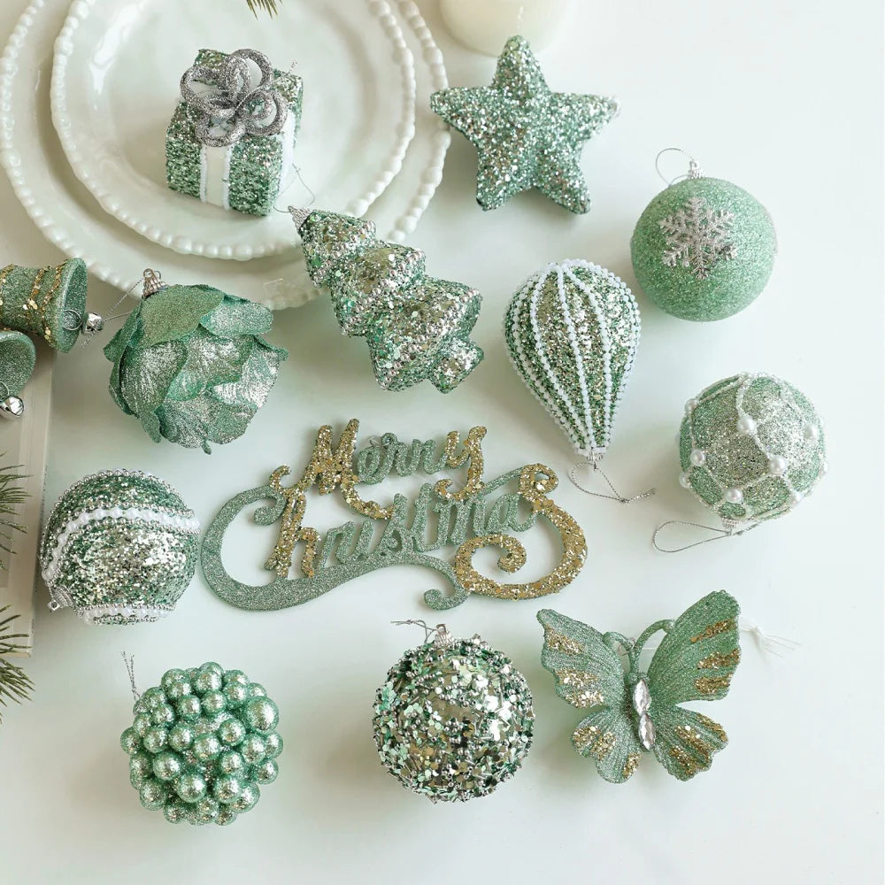 Green Glitter Foam Christmas Ball Ornament | Tree Hanging Decor