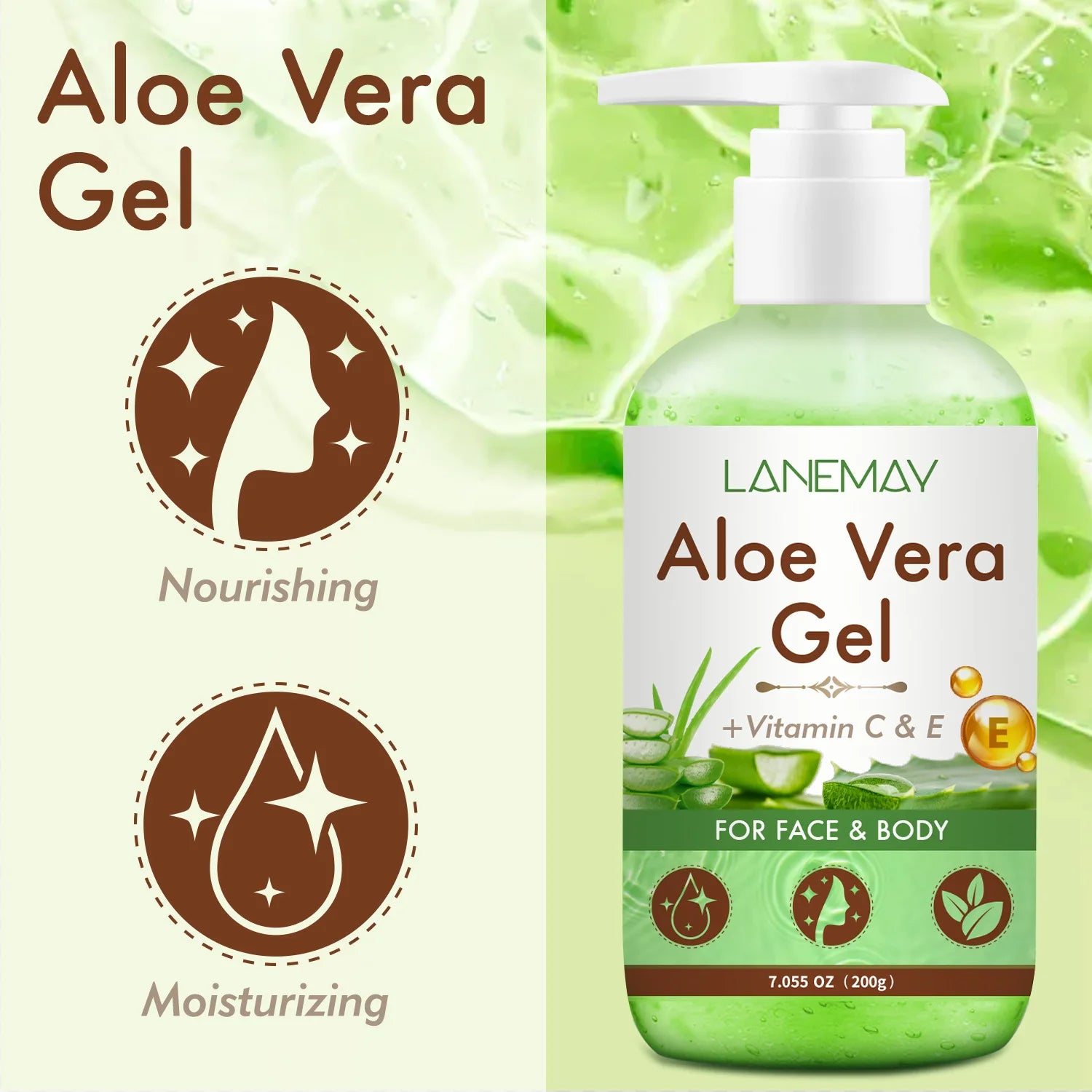 Vitamin C & E Aloe Vera Gel – Face & Body Moisturizer 200g