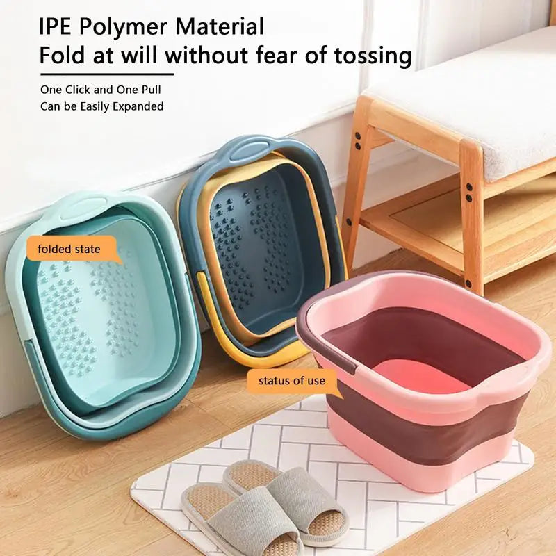 Folding Foot Bathtub Foot Soak Bath Tub With Massaging Rollers Stress Relief Foot Spa For Family Pedicure Soaking Tired Feet Oasis Select