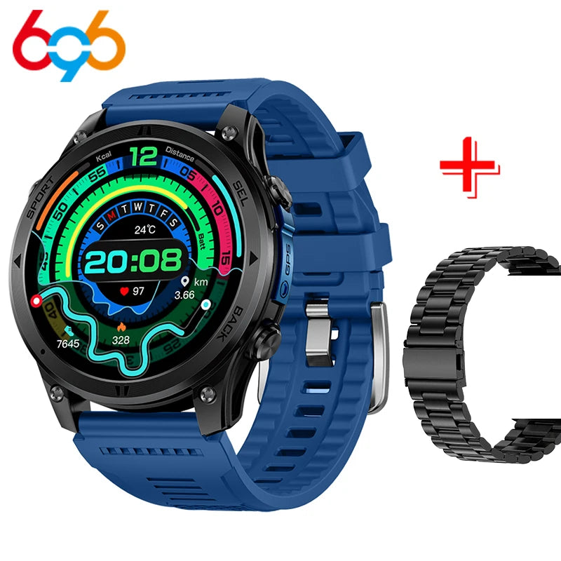 Outdoor GPS Path 1.46"100+ Multi-sport Mode BT Call Smart Watch IP68 Waterproof Sports Run Tracker Compass Smartwatch Men 530mAh Oasis Select BBBLS A BK3M