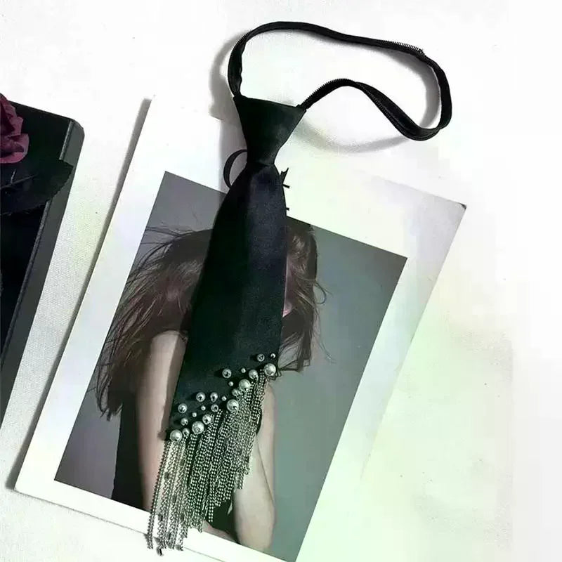 Women's Vintage Fringe Tassel Tie – Beaded Chain Neckwear Tassel Neckwear Tie Oasis Select