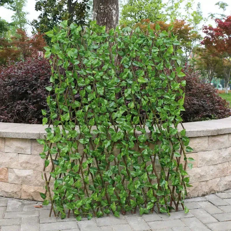Artificial Garden Retractable Fence, Expandable Faux Green Leaf Screen Panels, Rattan Outdoor Hedge Vines, Climbing Frame Decor Oasis Select