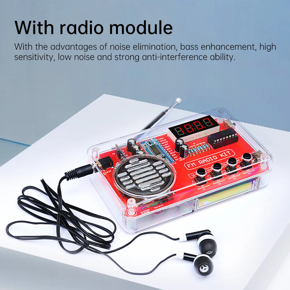 DIY FM Radio Electronic Kit 50-108MHz Adjustable IC RDA5807 with LED Digital Display DIY Soldering Kit 3W Speaker Dual Power Oasis Select
