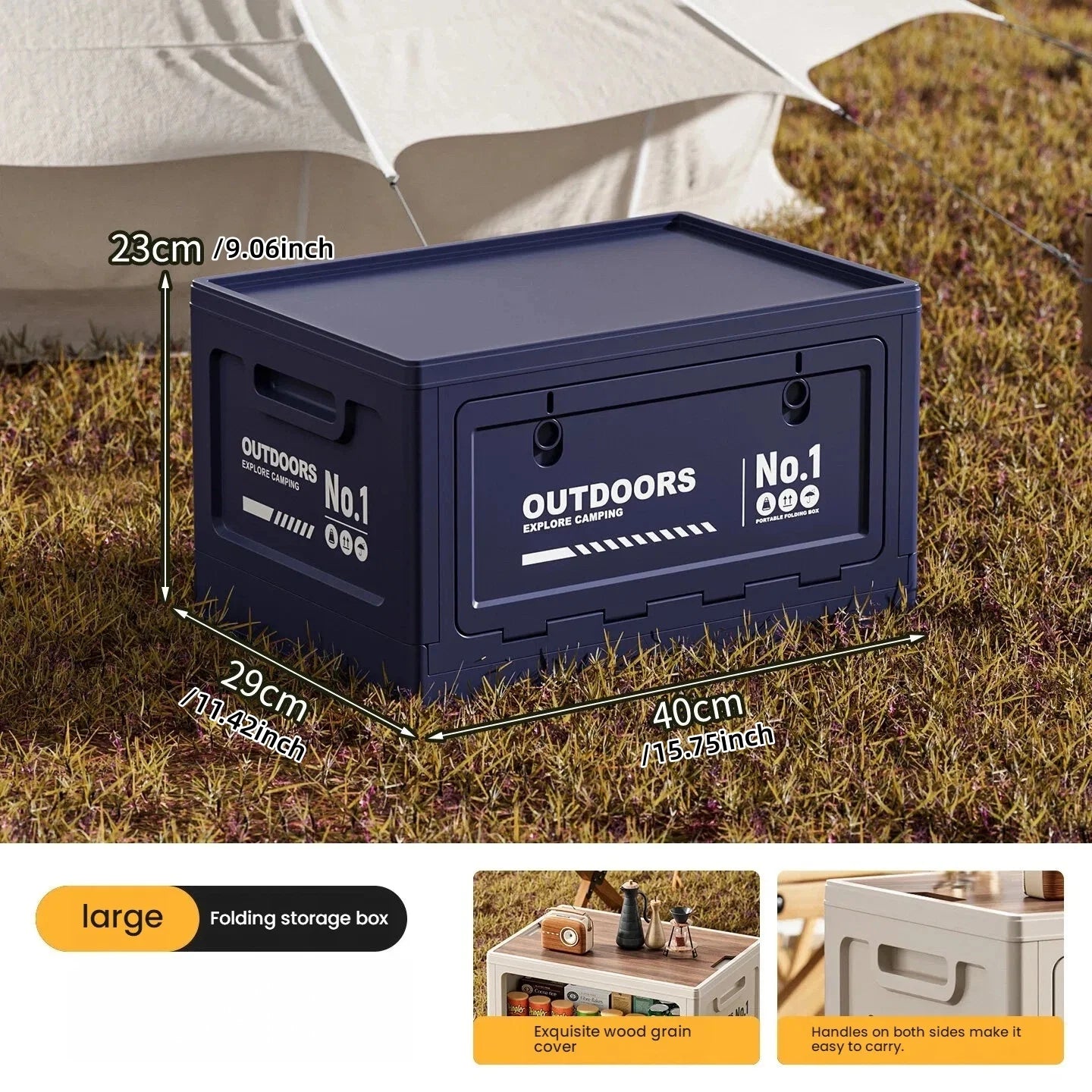 Rechargeable storage box, vehicle storage box, car trunk organizer box, large-capacity outdoor folding storage box Oasis Select Blue