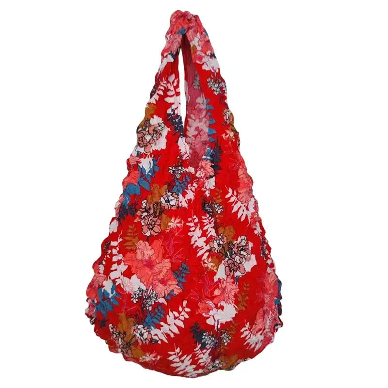 Flower Expansion Fold Pleated Flexible Stretch Mini Shopping Bag Large Capacity Bubble Elastic Portable Handbag Storage Bag Oasis Select A9