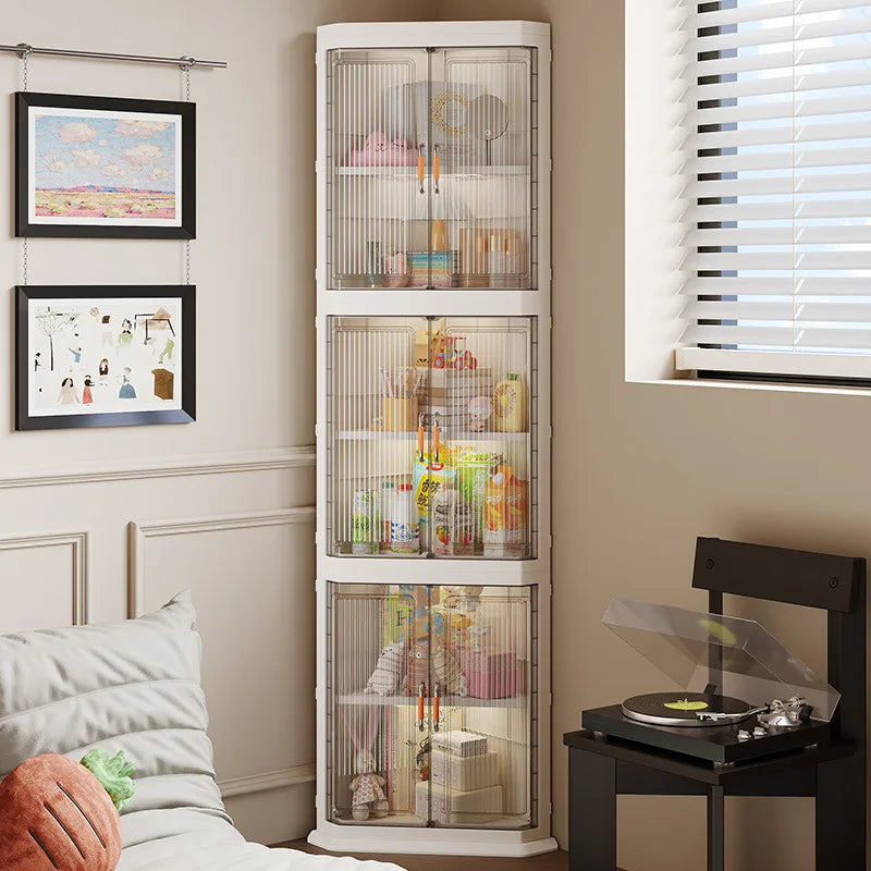Storage cabinet Multi-layer household living room Bedroom locker Floor-to-ceiling plastic triangular dust rack Toy locker Oasis Select