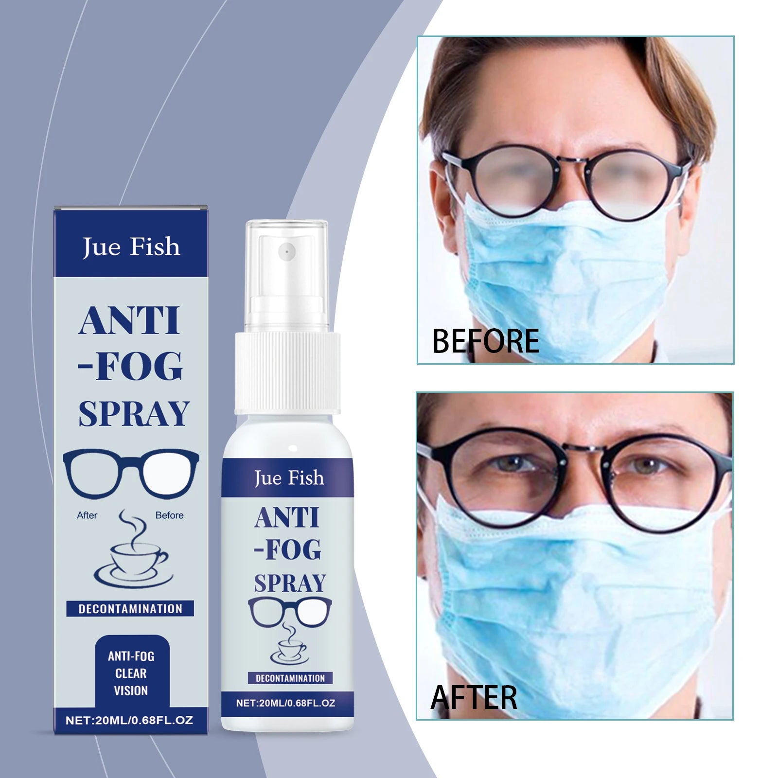 Jue Fish Anti Fog Spray Glasses Anti Fogging Cleaning Lenses Clear Vision Waterproof Portable Defogger Remove Lens Fog Spray Oasis Select