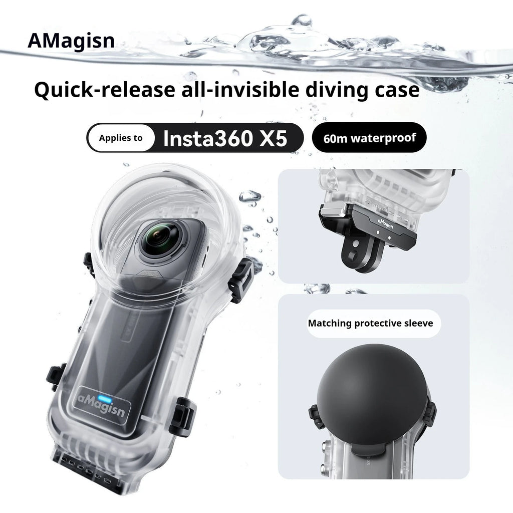 Insta360 X5/X4 60m Invisible Dive Case & Quick Release Mount