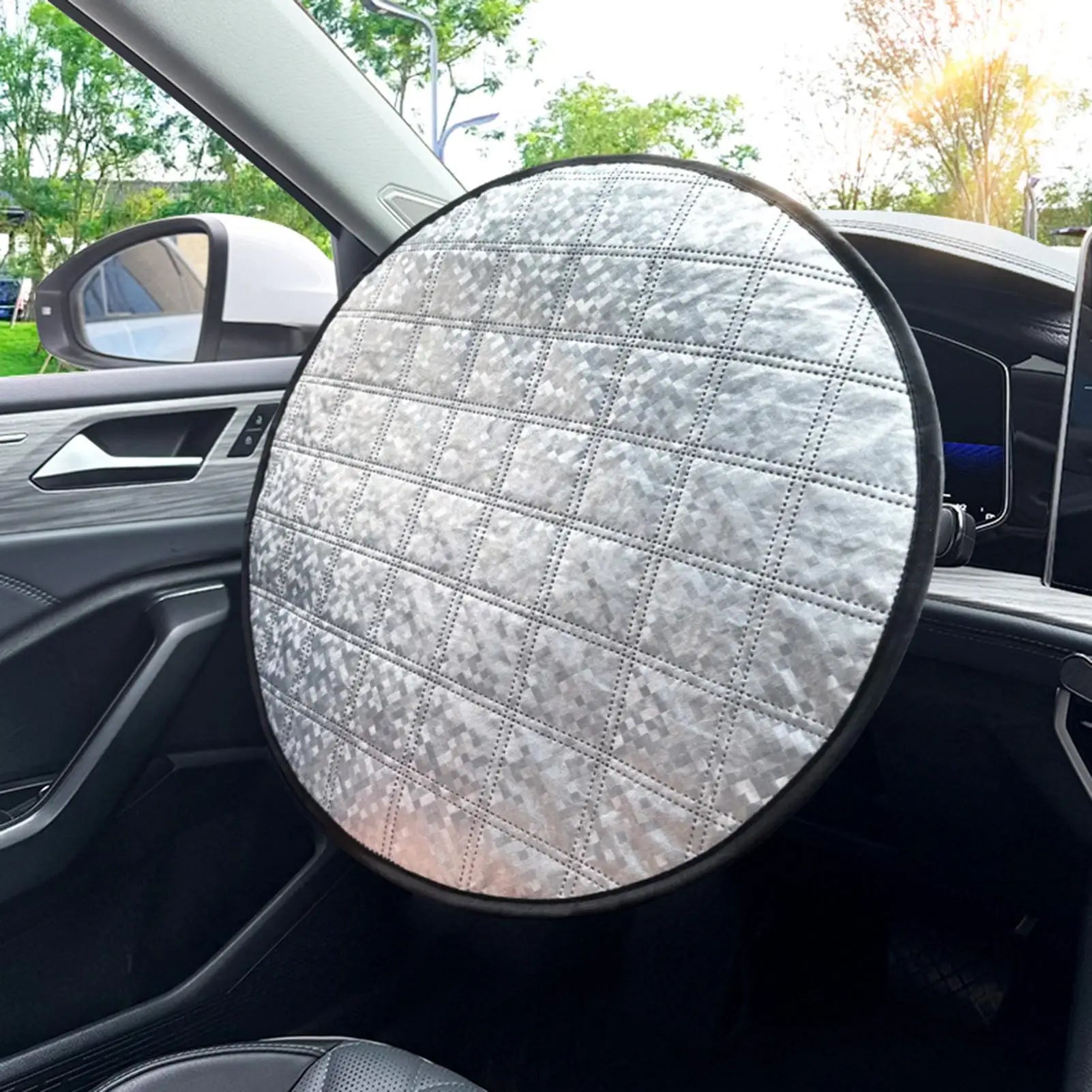 Car Steering Wheel Cover Heatproof Isolation Sun Protection Shade High-Temperature Resistant Car Steering Wheel Sun Block Oasis Select