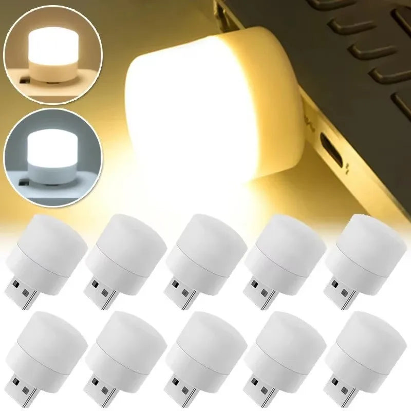 1-10pcs USB Night Light Mini LED Night Light USB Plug Lamp Power Bank Charging USB Book Lights Small Round Reading Oasis Select