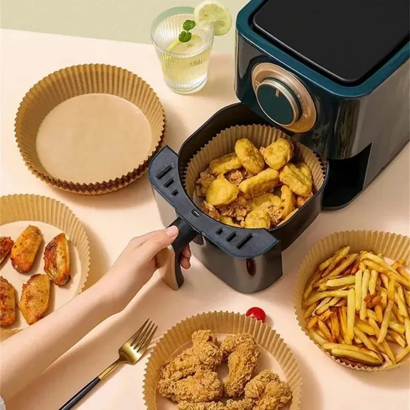 Air Fryer Paper Liners Disposable Oil-Proof Waterproof Baking Paper Round Square And Rectangle Parchment Kitchen Party Supplies Oasis Select