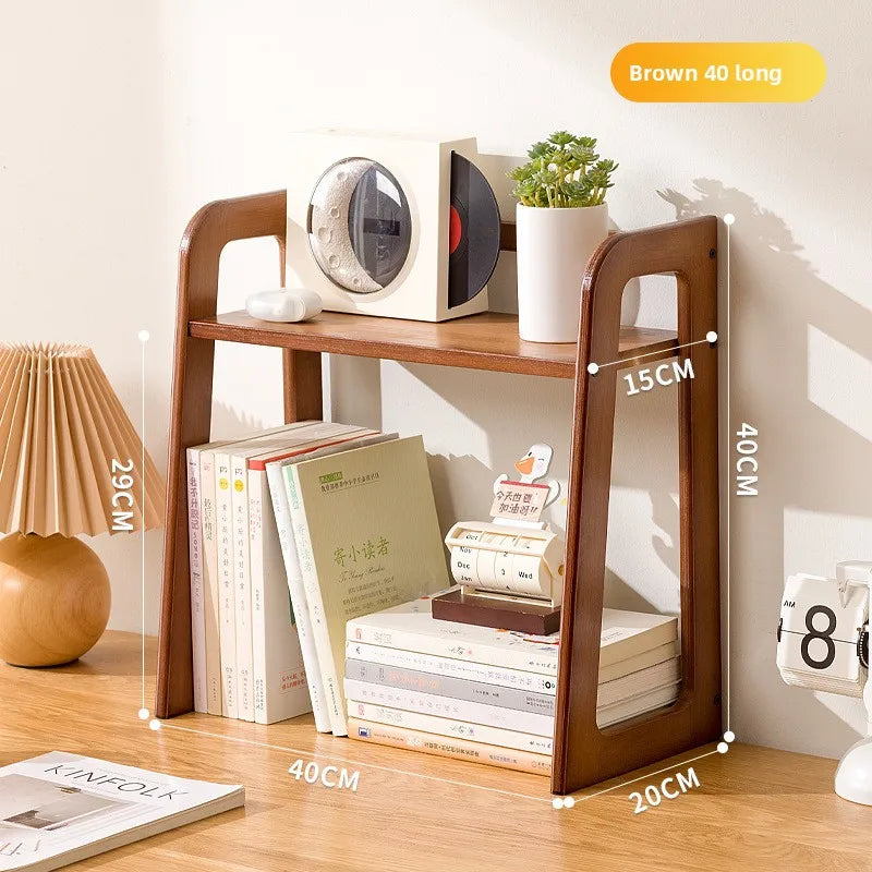 Multi-functional Desktop Cup Storage Shelf Office Table Finishing Dining Table Countertop Multi-layer Bookshelf Small Shelf Oasis Select Brown A