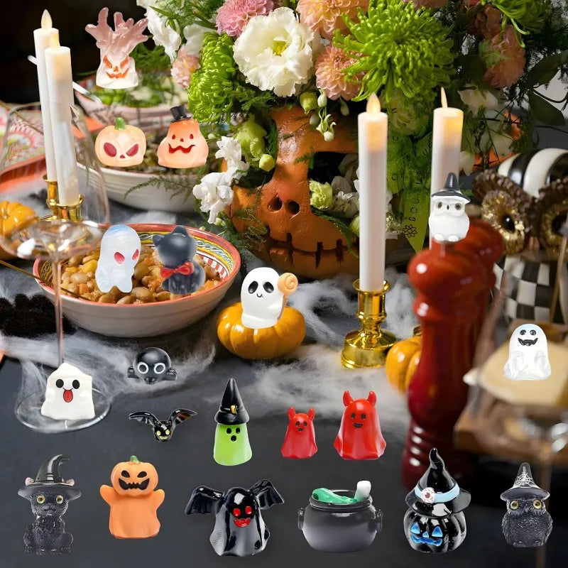 Halloween Miniatures Luminous Garden Figurines Cute Ghost Figurines Glow in The Dark Resin Figures Micro Miniature Statue Outdoo Oasis Select