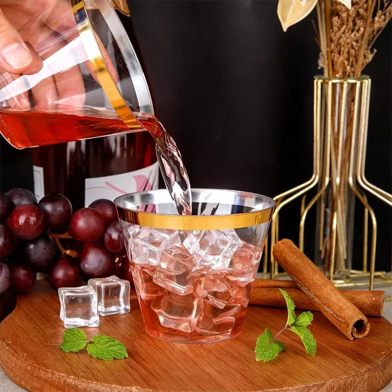 25PCS Disposable Champagne Clear Plastic Cup Outdoor Picnic Cup Drinking Cup for Parties Birthdays Weddings Cocktail Party Oasis Select