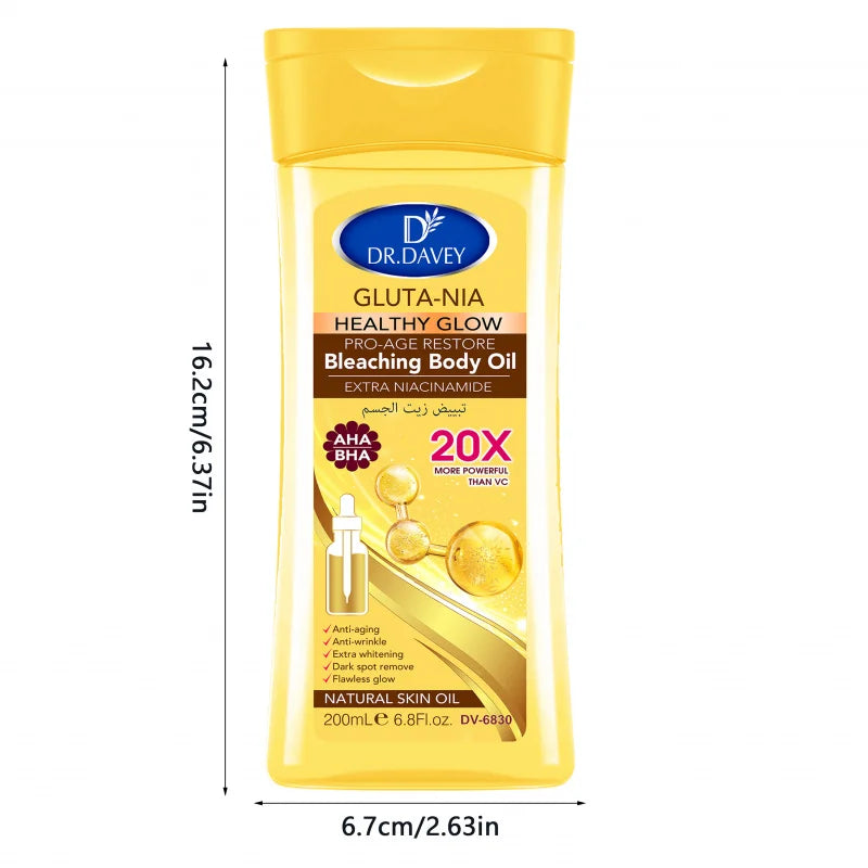 DR.DAVEY Gluta-Nia 200ml Body Oil – Moisturizing Skin Care