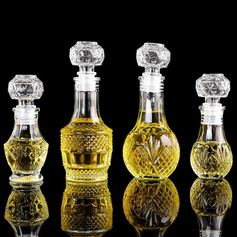 Mini Spirit Alcohol Liquor Bottle 50ml Transparent Glass Whiskey Decanter Handmade Diy Gift Bottles Perfume Glass Container Oasis Select