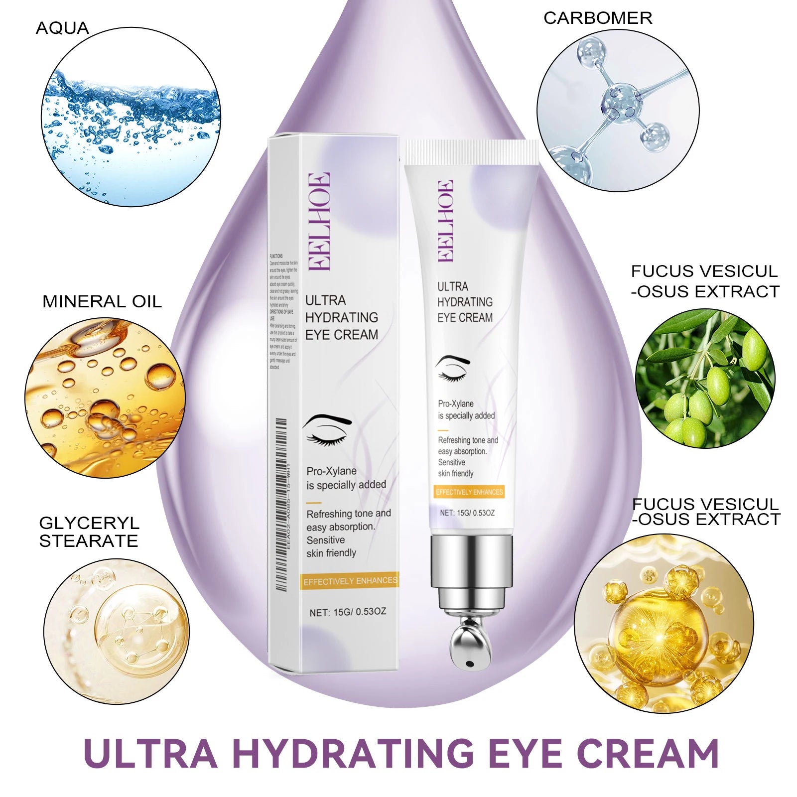 Ultra Hydrating Eye Cream Anti Dark Circle Puffiness Anti-Wrinkle Firming Skin Fade Fine Lines Moisturizing Brighten Eye Care Oasis Select