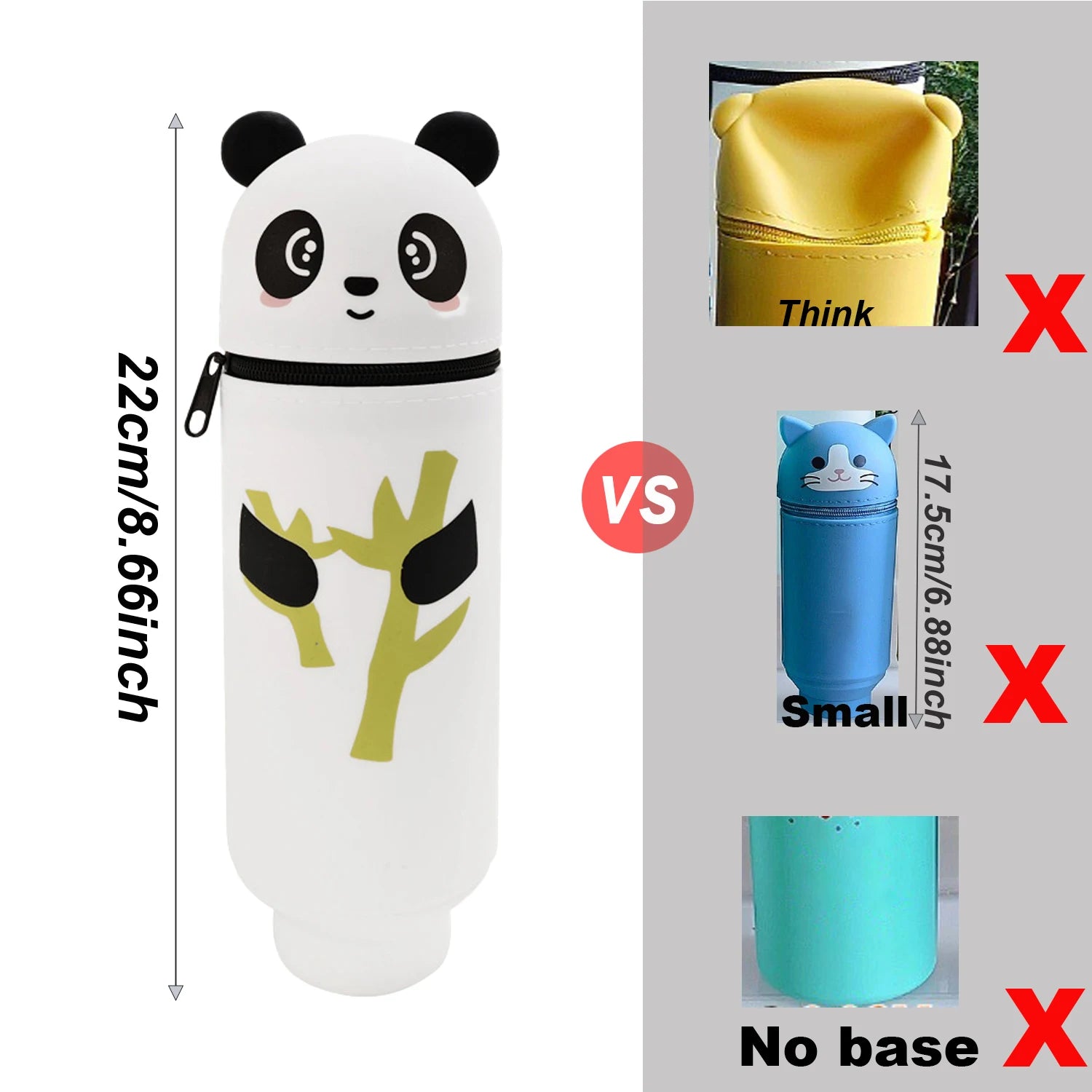 Cute Animal Pencil Case, 2-in-1 Pencil Bag with Zipper Pen Holder, Soft Silicone Pencil Case, Suitable for School Office Oasis Select