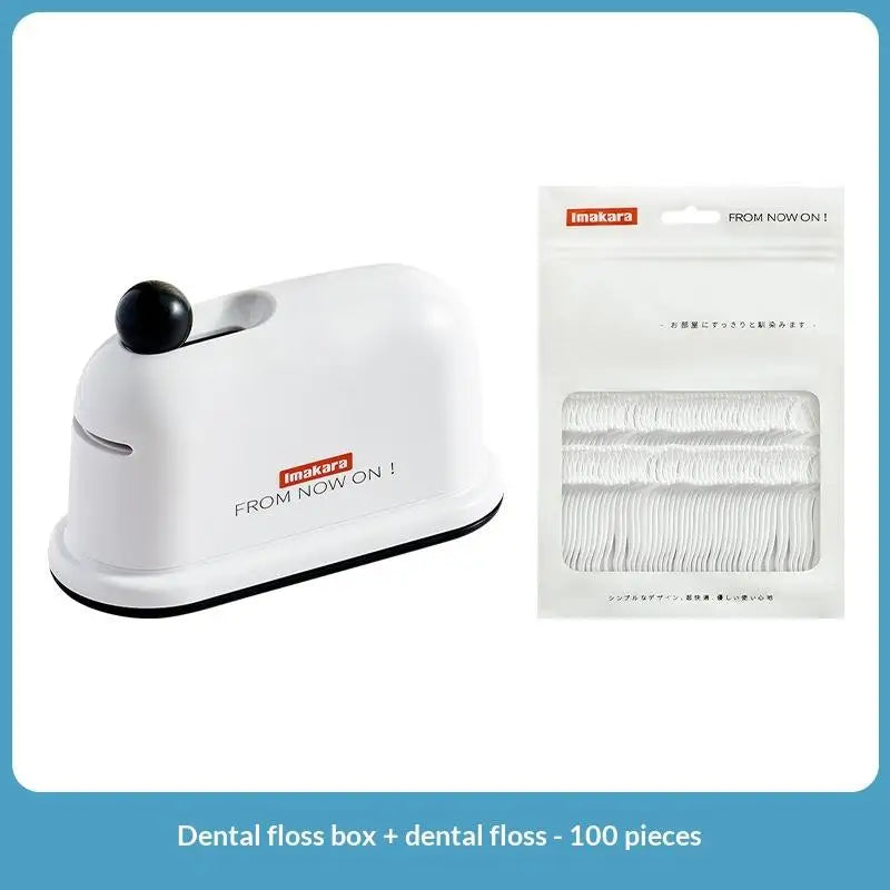 1set Portable Automatic Press-on Floss Dispenser Dustproof Sealed Dental Floss Organizer Household Storage Box Oasis Select Set