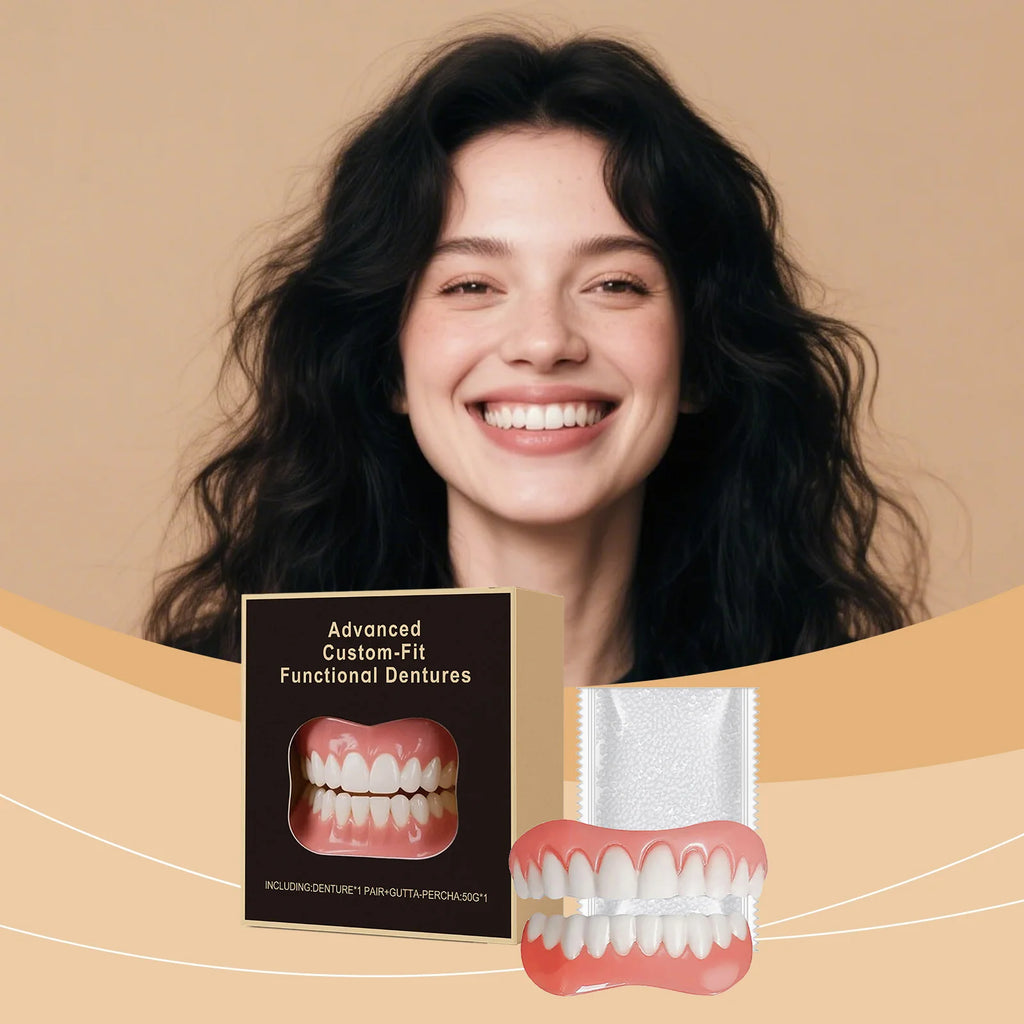 False Teeth Silicone Kit Orthodontic Fake Tooth Soft Comfortable Dentures Oral Hygiene Care Upper Lower Veneers Denture Set Oasis Select