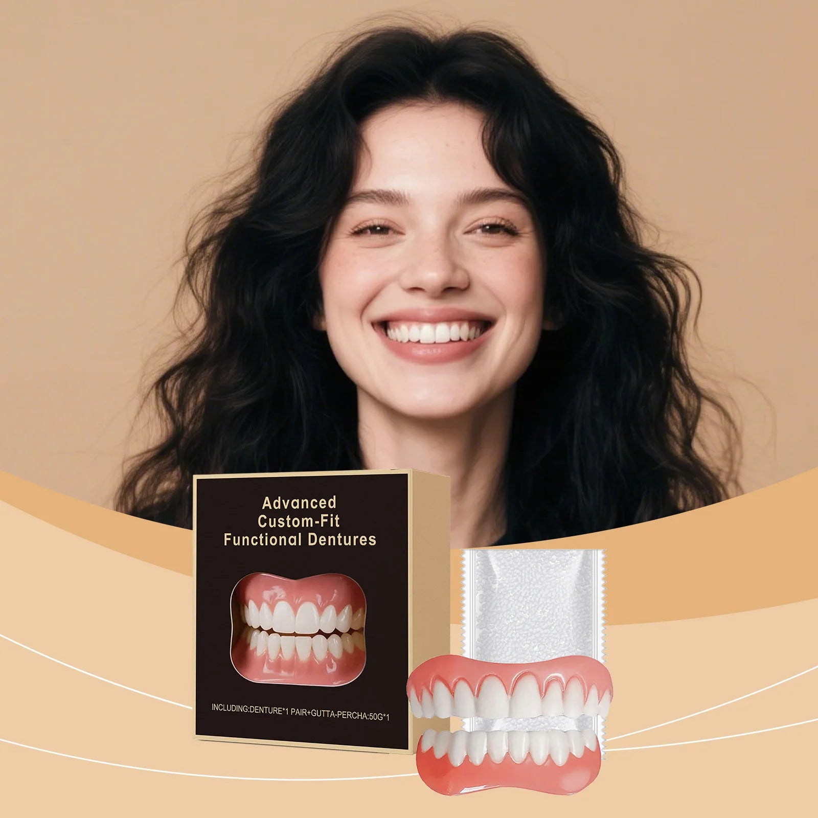 False Teeth Silicone Kit Orthodontic Fake Tooth Soft Comfortable Dentures Oral Hygiene Care Upper Lower Veneers Denture Set Oasis Select