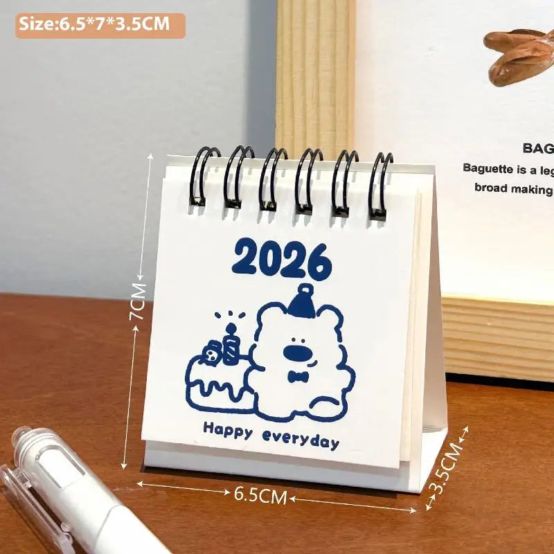 1Pcs Cartoon Portable Coil Monthly Calendar Planner 2026 Horse Year Mini Desk Calendar Office And Home Decor New Year's Present Oasis Select A7
