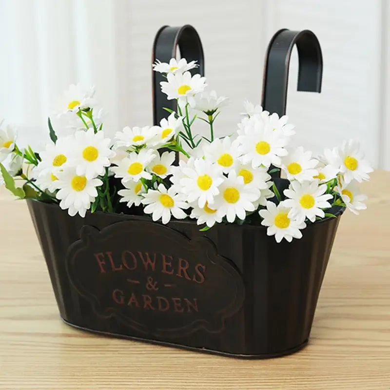 Metal Hangable Deck Planter Railing Planter Countryside Window Flower Boxes for Garden Decoration Plant Pots Houseplant Boxes Oasis Select