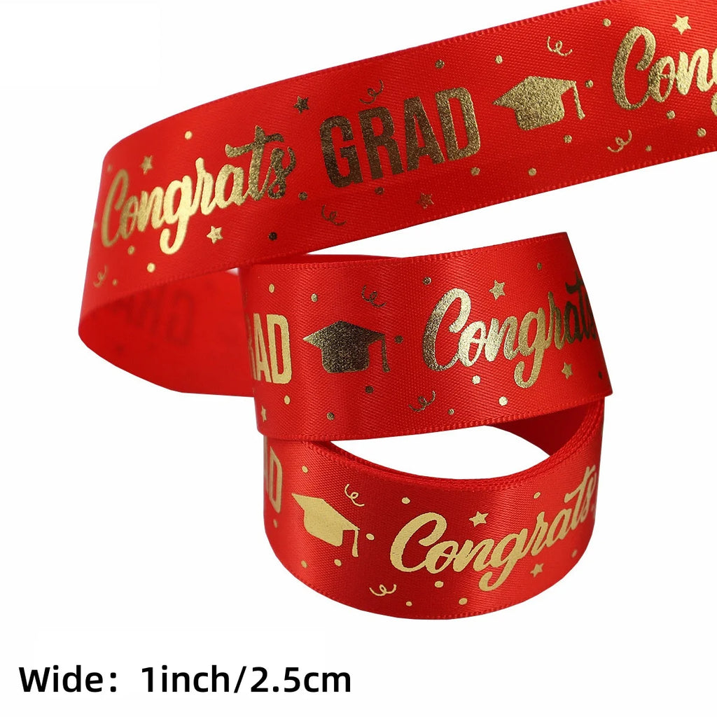 1 Roll，5 Yards Graduation Gift Packaging Ribbon,Decoration Party DlY Bow Ribbon, Graduation Ceremony CampusParty Supplies Oasis Select Red