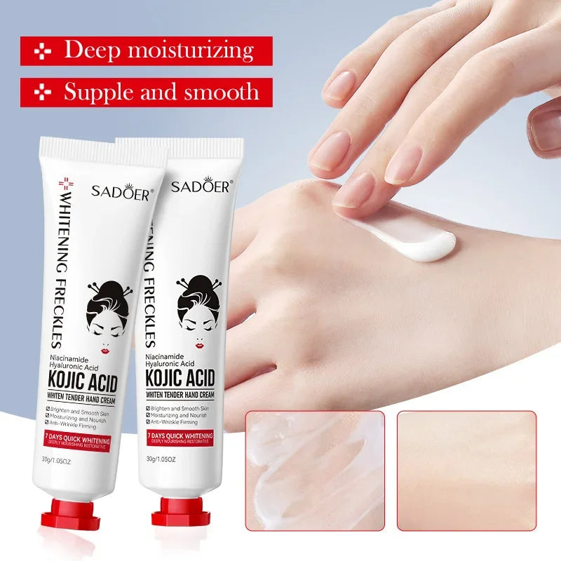 SADOER Kojic Acid Hand Cream Brightening Repair Dry Rough Skin Moisturizing Nourishing Smoothing Hydrating Daily Hand Care 30g Oasis Select