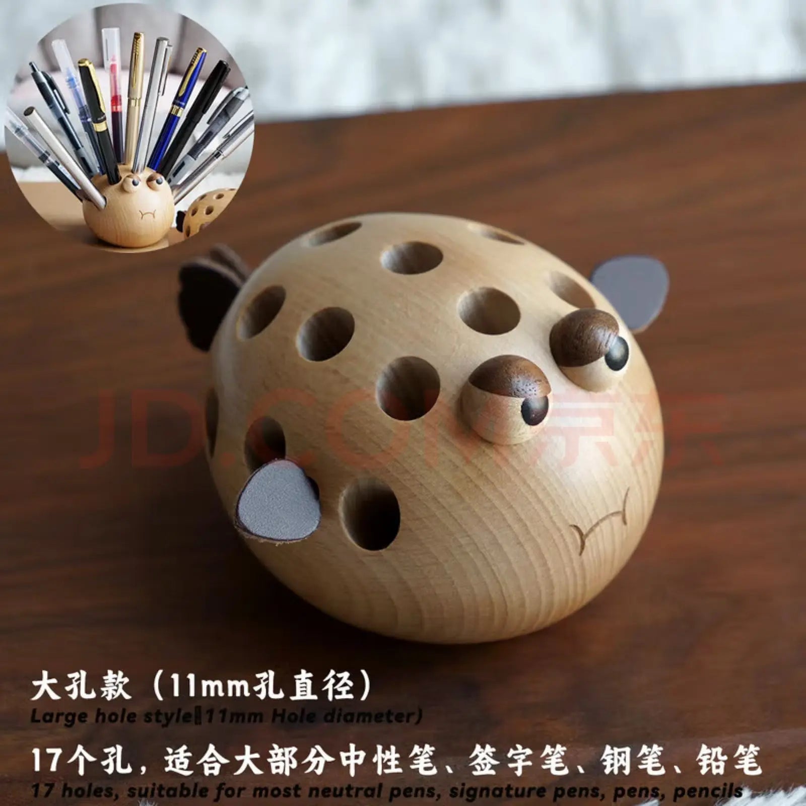 Pufferfish Solid Wood Children's Pen Holder Storage and Organization Desk Decoration Cartoon Cute Student Oasis Select Blowfish pen holder