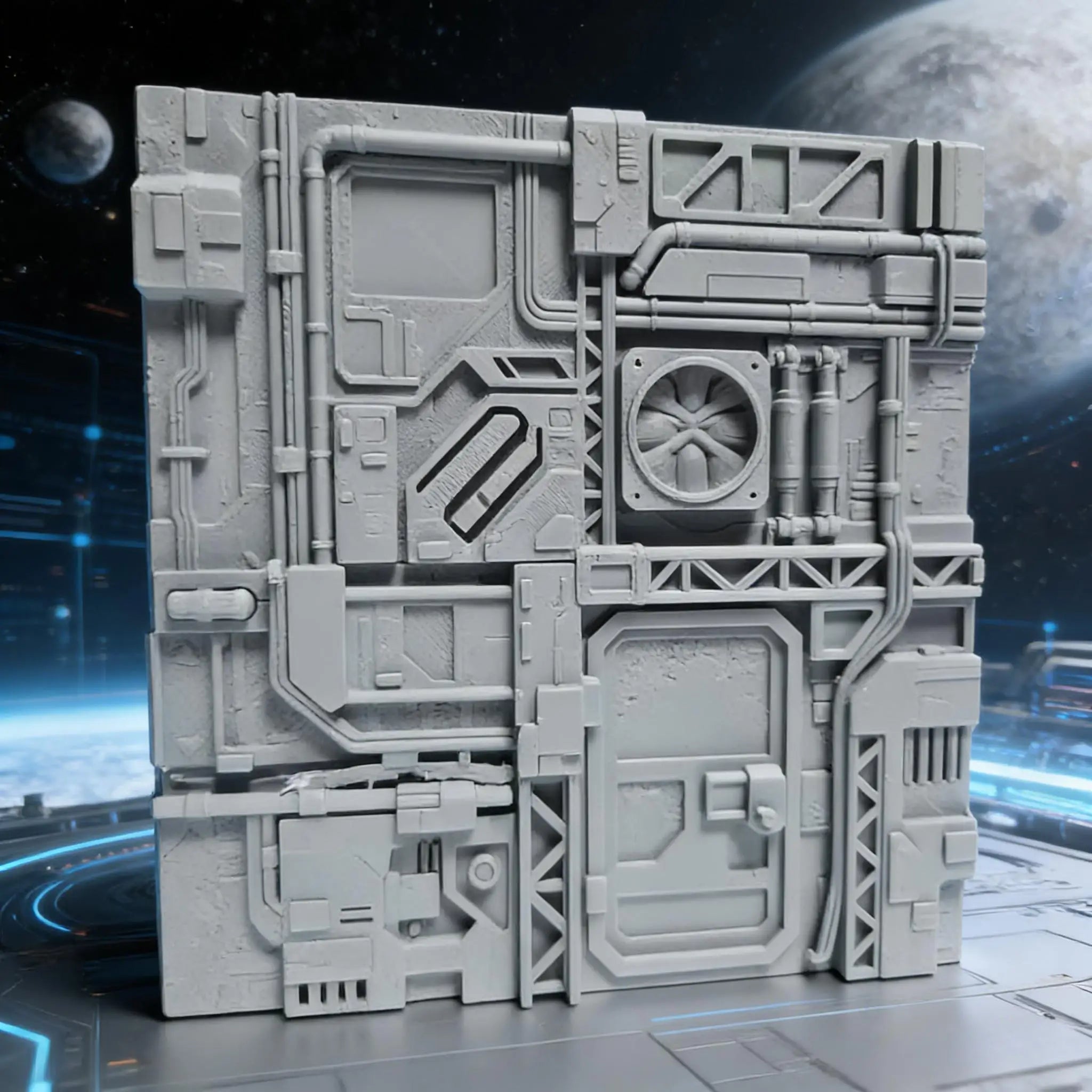 Sci-Fi Spaceship Wall Panel Model - Industrial Futuristic Station Tile, Cyberpunk Diorama Base for Miniature Scenery Oasis Select