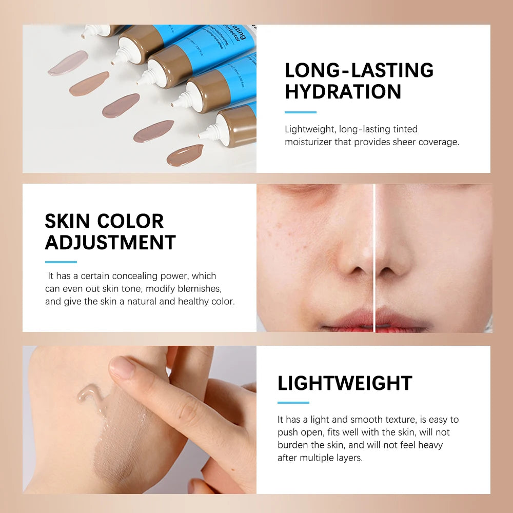 Lakerain Liquid Foundation Cream Moisturizing Lightweight Tinted Hydrating Cream Concealer Long-lasting Face Base Makeup Oasis Select