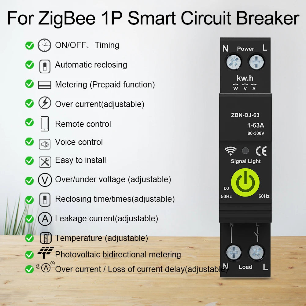 For TUYA For ZigBee Intelligent Metering Circuit Breaker Remote Switch Control Tool Accessories Electrical Equipment Oasis Select