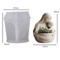 Mother Embraces Child Candle Cup Silicone Mold DIY Plant Small Flower Pot Gypsum Ceramic Mold Oasis Select White